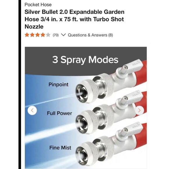 Pocket Hose Silver Bullet 2.0 Expandable Garden Hose 75-FT, Brand New - Picture 4 of 5
